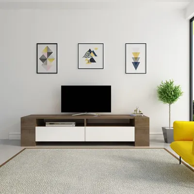 Zdjęcie produktu dla Skye Decor, Sosruko- Sosruko ZNA, kolor orzech, biały, szafka pod TV, 35x155x35 cm, 100% płyta wiórowa pokryta melaminą