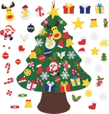 Produktbild von JOIEYOU 3D Filz Weihnachtsbaum 100cm Hoch DIY Christbaum mit 36 Stück Abnehmbaren Klettverschluss Ornamenten Hängende/Wandmontage Filzbasteln Weihnachtsdekoration für Wänd, Tür, Bücherregale (Type A)