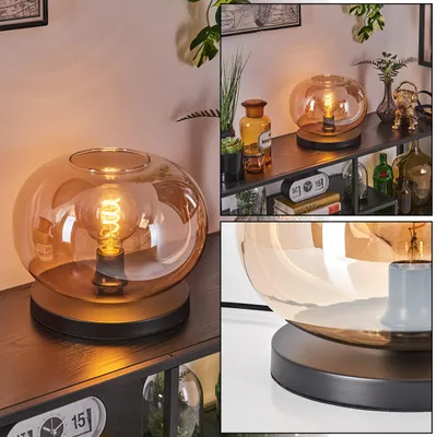 Produktbild von Carrone Tischlampe aus Metall/Glas in Schwarz/Bernsteinfarben