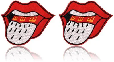 Productafbeelding van Solidchoice - Set van 2 Strijkapplicaties voor Carnaval - Rood en Wit