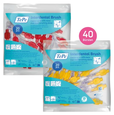 Produktbild von 40 Stück TePe Interdentalbürsten Original, Rot/Gelb