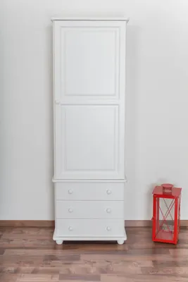 Produktbild von Schrank Kiefer massiv Vollholz weiß lackiert Junco 42 - Abmessung 195 x 65 x 42 cm