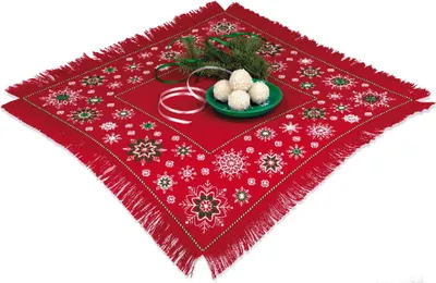 Produktbild von Riolis tafelkleed geteld zwartwerk borduurpakket "Winterpatronen", 45x45cm