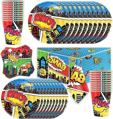 Zdjęcie produktu dla Zestaw imprezowy „Superbohaterowie” dla 20 gości – dekoracje urodzinowe na imprezy dla dzieci