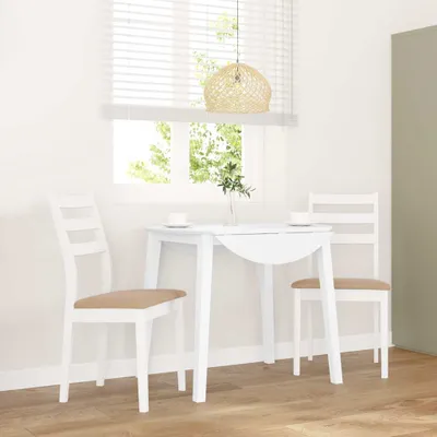 Produktbild von Möbel Esszimmerstühle mit Kissen 2 Stk. Weiß Massivholz Gummibaum - Esszimmerstühle &22633