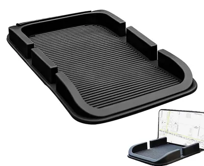 Image de Tapis antidérapant pour tableau de bord, protections antidérapantes pour voiture, rangement pour tableau de bord, tapis antidérapant 3-en-1 pour voiture, tapis antidérapant, à utiliser avec des accessoires de décoration automobile, des lunettes et des téléphones portables (noir)