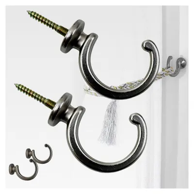 Produktbild von 2 Stück Metall Raffhalter Vorhanghaken - Ballendesign (Schwarz)