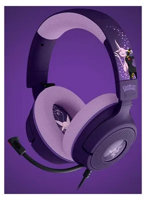 Image de Razer Kraken V4 X – Édition Espeon & Umbreon, casque filaire, 20 - 20000 Hz, gaming, 350 g, casque, violet, noir