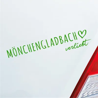 Produktbild von Auto Aufkleber Mönchengladbach verliebt Herz Stadt Heimat Liebe Car 19x4 cm Hellgrün Sticker Heckscheibenaufkleber