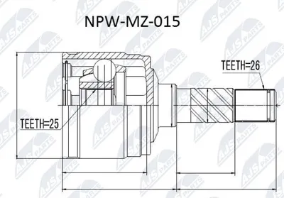Produktbild von NTY Gelenksatz Antriebswelle Vorne Links Getriebeseitig für FORD Ranger (ET) NPW-MZ-015
