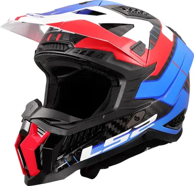 Produktbild von LS2 MX703 X-Force Galuo Carbon Motocross Helm, weiß/rot/blau, XS (53/54)