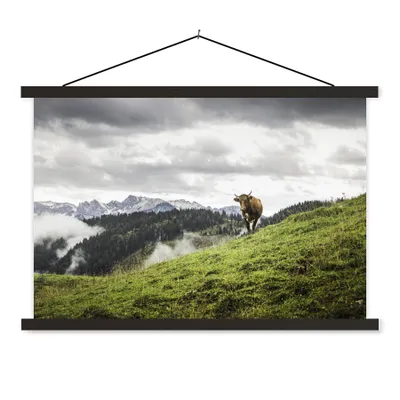 Produktbild von MuchoWow® Textilposter Kuh - Tier - Herbst 150x100 cm mit schwarzem Rahmen - Schlafzimmer