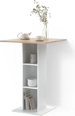 Immagine prodotto di Tavolo da bar Livinity Regusa Bianco/Sonoma 75 x 75 cm, Model 55922