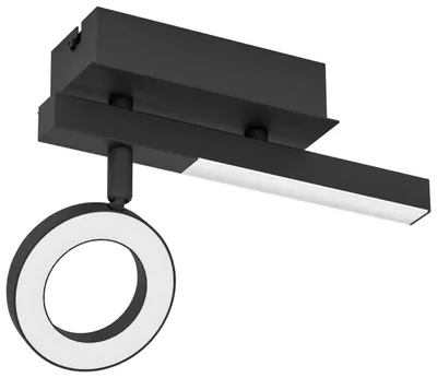 Image de Eglo 900513 CARDILLIO 2 LED Lampe spot 1x3,2W, 1x2,2W 165x65mm Noir satiné blanc chaud