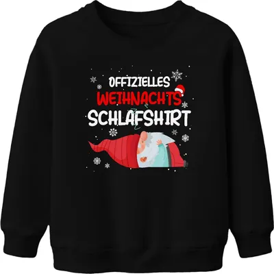 Produktbild von Offizielles Weihnachts-Schlafshirt Gnom Wichtel - Weihnachten Xmas Christmas Uni Kinder Pullover, Schwarz, 104