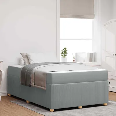 Image de Lit simple - Structure de lit gris clair 120 x 190 cm, revêtue de tissu