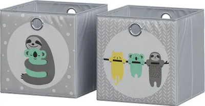 Produktbild von Vicco Faltbox , 30 x 30 cm (Motiv Faultiere), Grau