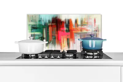 Obrázok produktu pre MuchoWow® Splashback Kuchyňa - Kuchynský backsplash - Ochrana steny pre sporák a drez Abstraktné - Olejomaľba - Maľba 60x30cm Alu-Dibond (alternatíva