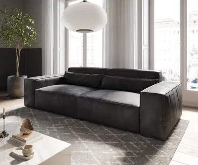 Produktbild von DELIFE Big-Sofa Sirpio 230x95 cm Mikrofaser Vintage Anthrazit