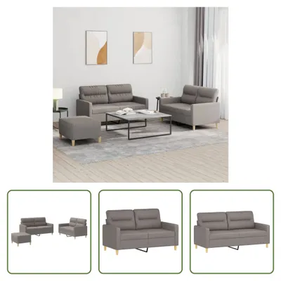Produktbild von The Living Store 3-tlg. Sofagarnitur mit Kissen Taupe Stoff