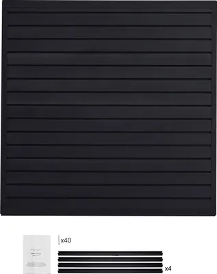 Produktbild von SucceBuy Lamellenwandverkleidung, 1,2 x 1,2 m, PVC, schwarze Garagen-Lamellenwand, modulares Design