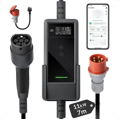 Zdjęcie produktu dla Przenośna ładowarka wallbox dé EV 11kW Typ 2 na siłę 7m app auta EV