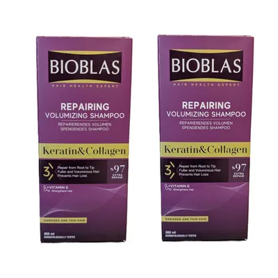 Produktbild von BIOBLAS Shampoo 2x360ml, Anti-Haarausfall, mit Kollagen, Keratin & Kräuterkomplex B19, ohne Parabene, Phthalate, SLES, Sulfate