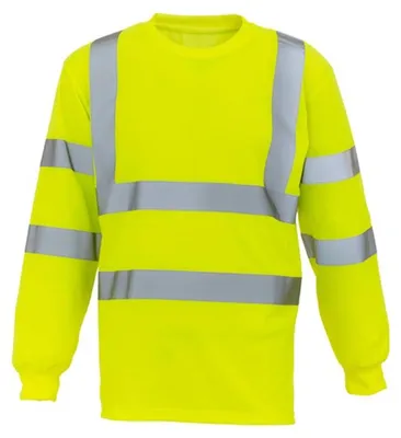Productafbeelding van Yoko - T-shirt voor heren, signalering, veiligheid, lange mouwen LT6293 (XL) (Geel)