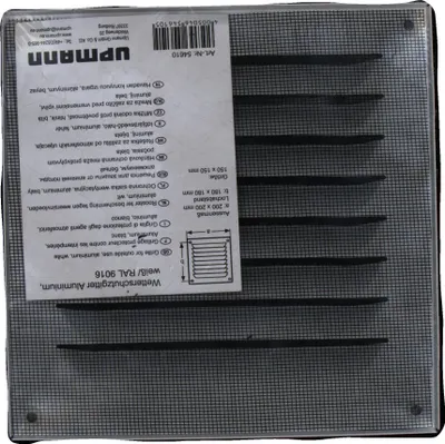 Productafbeelding van Upmann 54610: Aluminium beschermrooster, 150x150 cm, wit, met vliegenbescherming