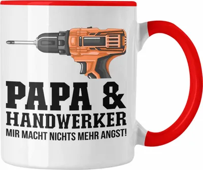 Produktbild von Trendation - Papa und Handwerker Tasse Geschenkidee Vater für Handwerker Geburtstag Vatertag Spruch Geschenkidee (Rot)