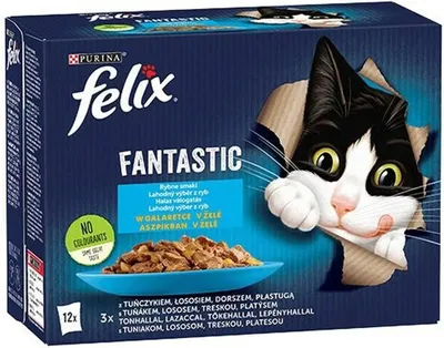 Image de Felix Fantastic Fish Jellied Flavours pour chats 1.02 Kg (12 X 85 G)