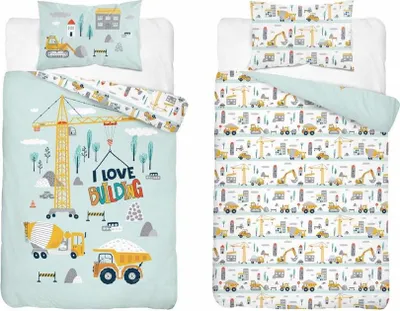 Produktbild von Bettwäsche, Baumwollbettwäsche für Kinder 90x120 5516a Baumaschinen