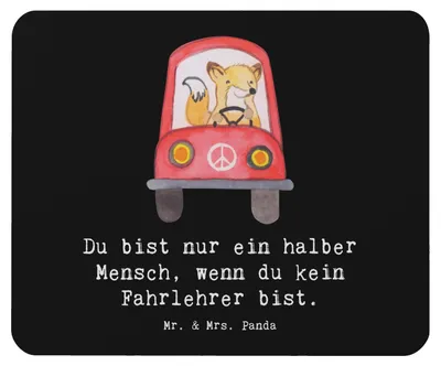 Produktbild von Mr. & Mrs. Panda Mousepad Fahrlehrer Herz - Schwarz - Geschenk, pc mauspad, Spruch, Fahrschule, Lustig, computer, laptop, Beruf, Mouse Pad