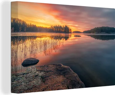 Obrázok produktu pre MuchoWow® - Plátno - Vody vo Švédsku pri východe slnka, nástenný obraz, nástenné dekorácie obrazy obývacia izba, 60x40cm