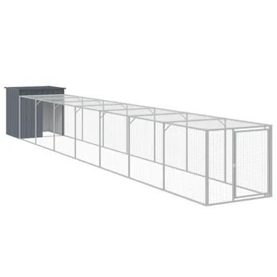 Image de vidaXL Cage à poules avec enclos Anthracite 110x813x110 cm Acier galvanisé