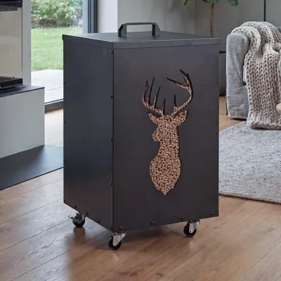 Image de Conteneur à granulés HWC-Q30 Hirsch, boîte de rangement pour granulés, par exemple pour l'alimentation animale, pieds en roulettes, dimensions : 65 x 36 x 36 cm, couleur : anthracite
