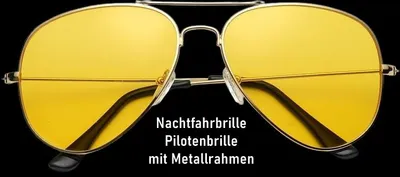 Produktbild von GKA Pilotenbrille Nachtsichtbrille silber für Autofahrer Nachtfahrbrille Nachtbrille Metall blendfrei