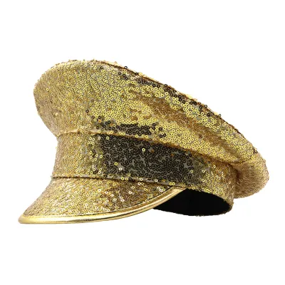 Produktbild von Performance-Paillettenhut, Uni, leicht, Party, Cosplay, Sergeant-Kappe, Festival, Foto-Requisite, Damen und Herren, Kapitän, Geburtstag, Matrosenhut, golden, Einheitsgröße