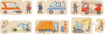 Image de GOKI Puzzle en bois Véhicules 6in1