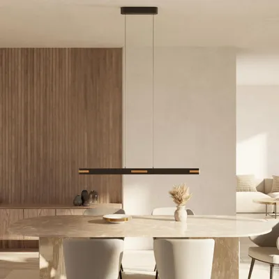 Immagine prodotto di LUMIÈRE Design Lampada a Sospensione 'Rodos' 120cm LED dimmerabile Lampadario Legno Massello