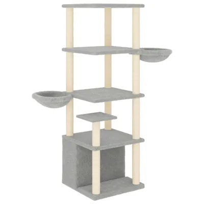 Immagine prodotto di Albero per Gatti con Tiragraffi in Sisal Grigio Chiaro 147 cm
