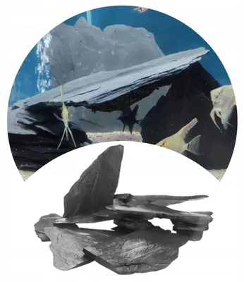 Produktbild von Aquarium Steine Schiefer Schwarz, 5 kg, natürliche Deko für Aquarium, Höhlen und Verstecke, unverfärbend, für Süßwasserbecken
