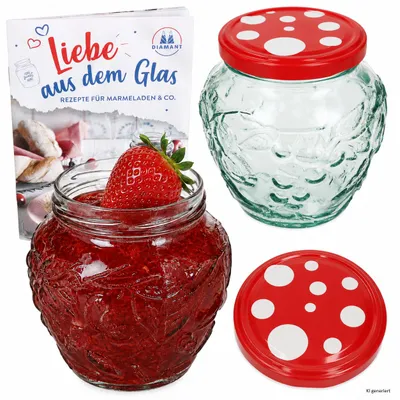 Image de Lot de 2 pots en verre de 580 ml, avec couvercle en forme de champignon, référence TO82