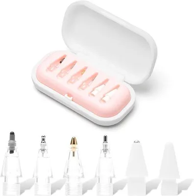 Produktbild von Vervangtips-Set für 6er, für Apple Pencil 1. und 2. Generation, austauschbare Nibs für Schreiben, Zeichnen und Notizen auf Tablets, für Screenprotectors geeignet.