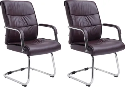 Produktbild von CLP 2er Set Besucherstühle Sievert Freischwinger mit Metallgestell und Bodenschoner braun