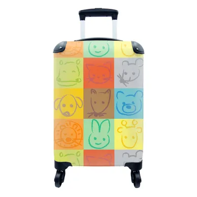 Produktbild von MuchoWow® Koffer Handgepäck Trolley Rollkoffer Kleine Reisekoffer mit 4 Rollen - Tiere - Muster - Kinder - Regenbogen - Cabin Size < 55x40x23 cm & 55x40x20 cm - Kinderkoffer - Kabinenkoffer - Boardgepäck - Reise-Box - Reisekoffer - Reisegepäck - Koffer mit Bild - Trolley für Kinder