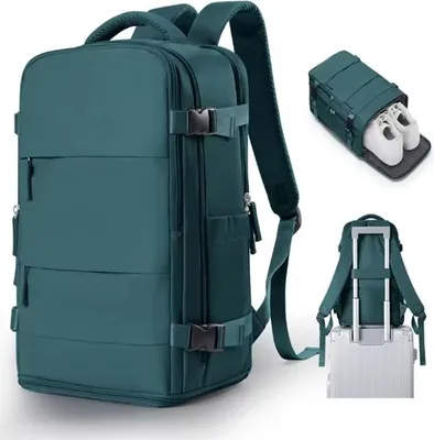 Produktbild von Reise-Rucksack 40x25x20 cm Handgepäck für Ryanair & Wizz Air Türkis USB