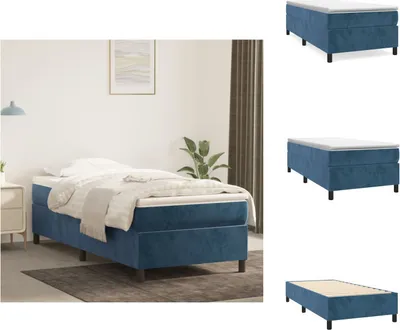 Immagine prodotto di vidaXL Letto boxspring blu scuro 100x200 cm in velluto - Letti e strutture letto
