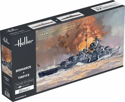 Produktbild von Heller 85078 Bismarck + Tirpitz TWINSET Bausatz Schiff Modell 1:400 in