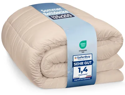 Imagen del producto de Utopia Bedding: Edredón de 135 x 200 cm, edredón ligero con relleno de poliéster para todas las estaciones, de microfibra, para 1 persona (color beige)